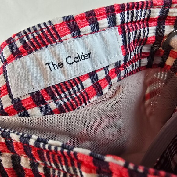 Onia Swim Trunks Mens XL Red Blue Check Swimwear Mesh Lined Hybrid Quick Dry - Picture 7 of 9